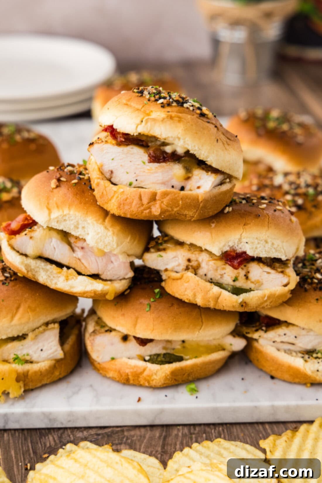 Stack of Gouda Chicken Sliders