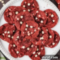 Plate of Red Velvet Cake Mix Cookies