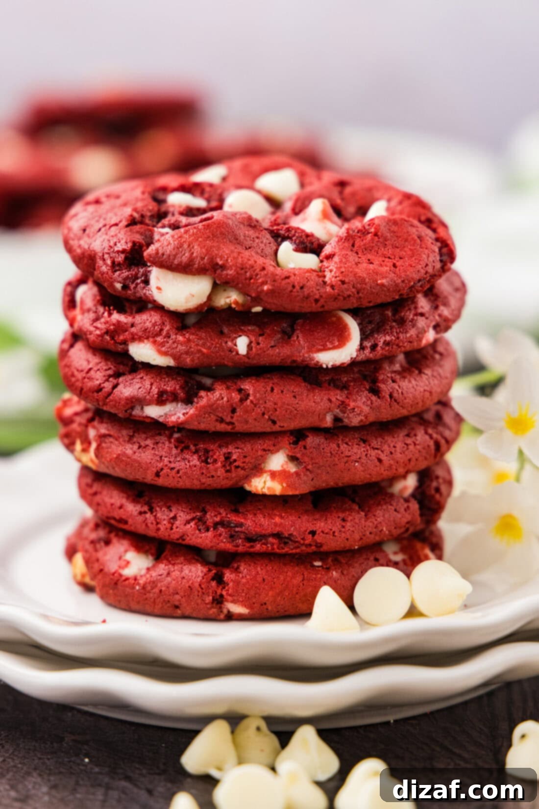 Stack of Red Velvet Cake Mix Cookies