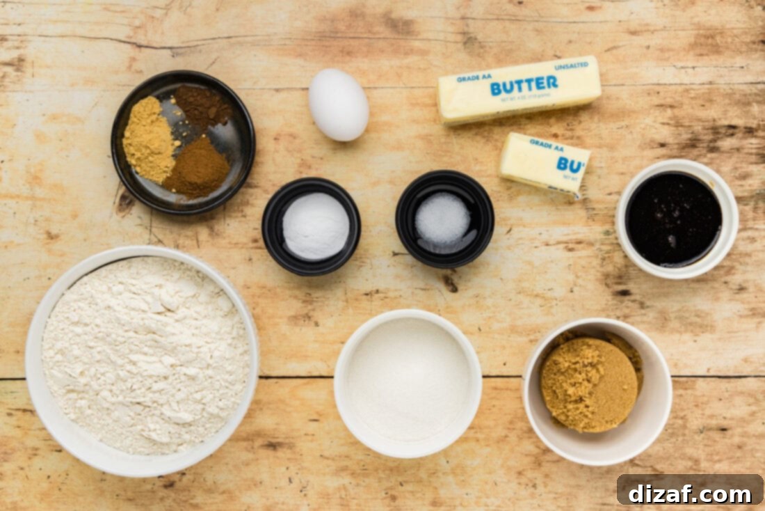 Ingredients for Crispy Gingersnap Cookies
