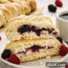 Stack of two slices of Braided Breakfast Danish