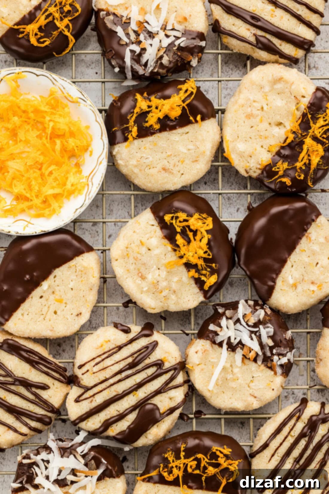 Orange Coconut Icebox Cookies on a wire rack
