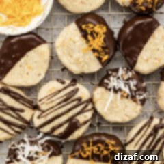 Close up photo of Orange Coconut Icebox Cookies on a wire rack