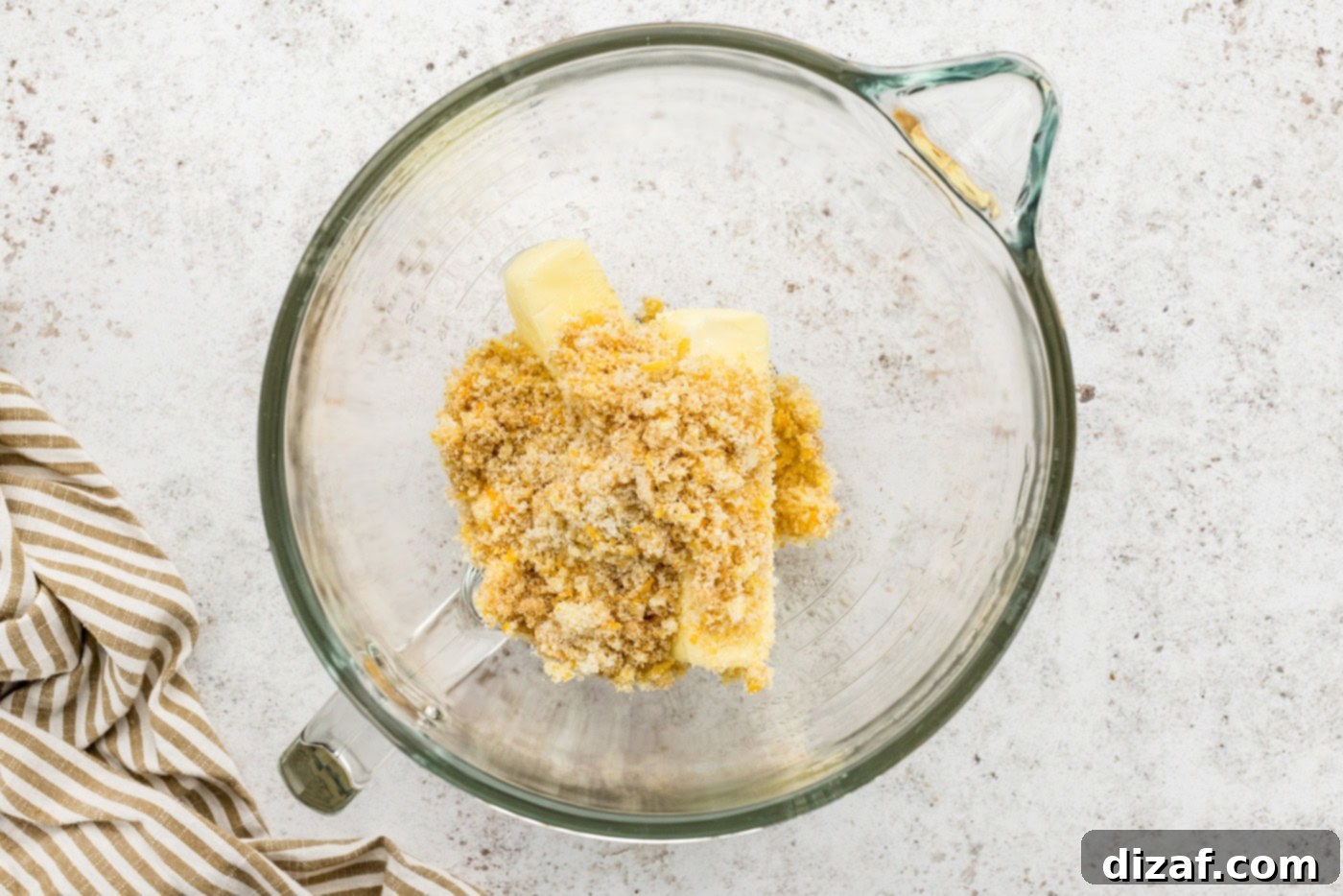 Butter and sugar mixture in the bowl of a stand mixer