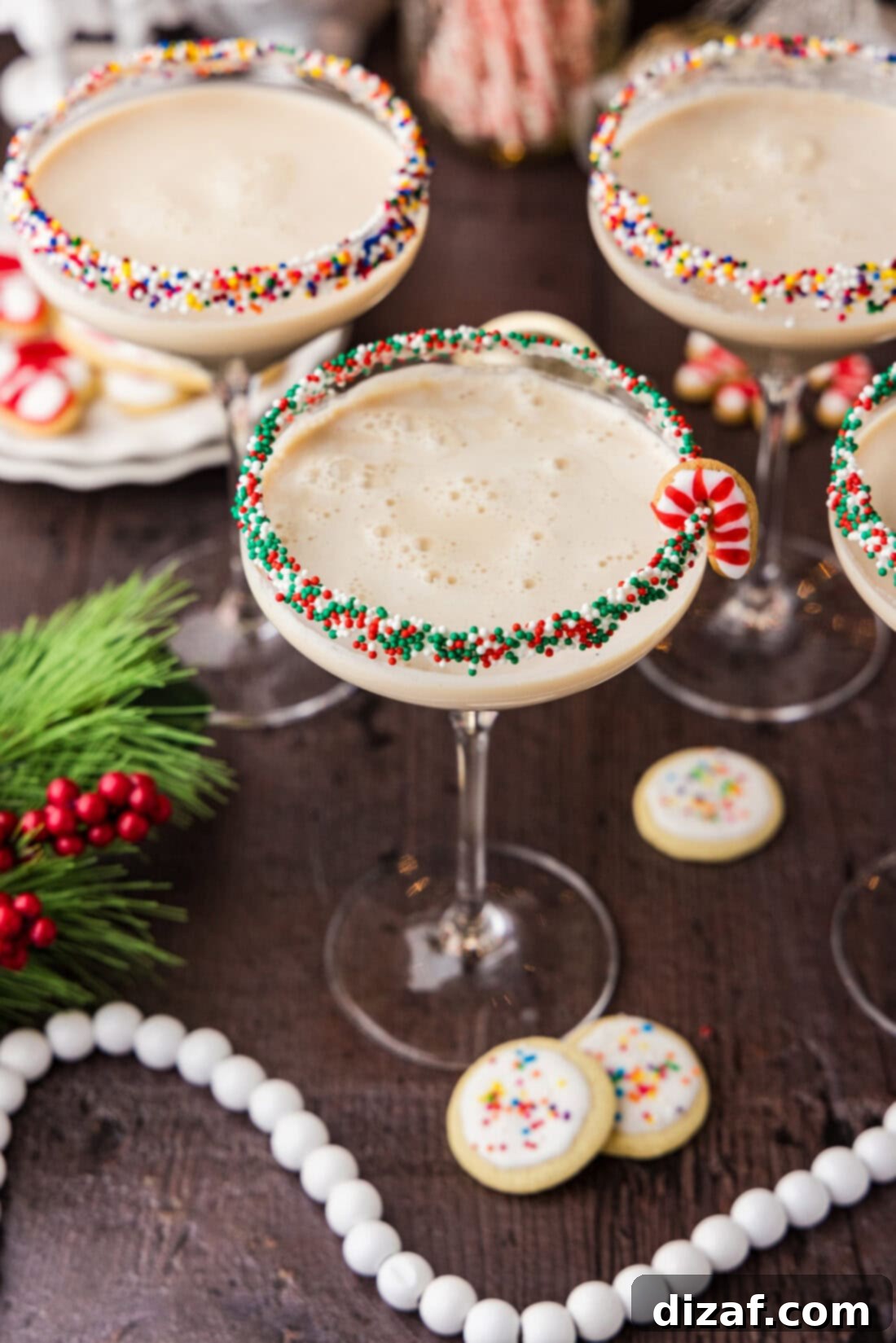 Overhead photo of three Sugar Cookie Martinis