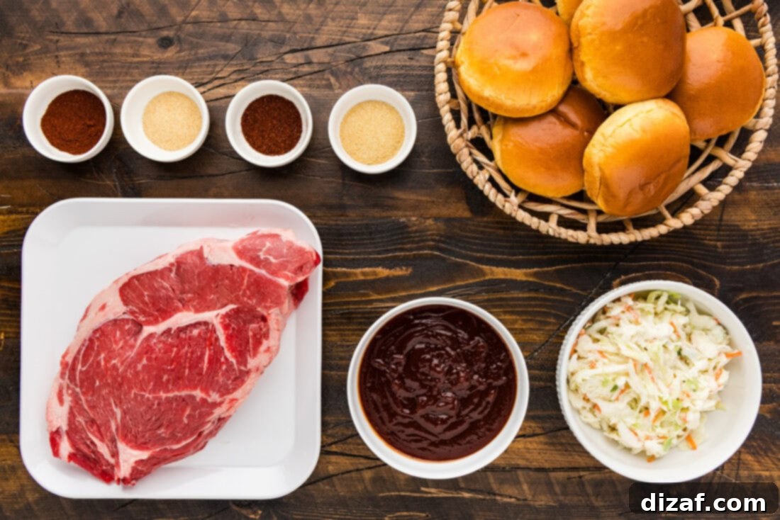 Slow-Cooker BBQ Shredded Beef Sandwiches 4 Ingredients for Crockpot BBQ Beef Sandwiches