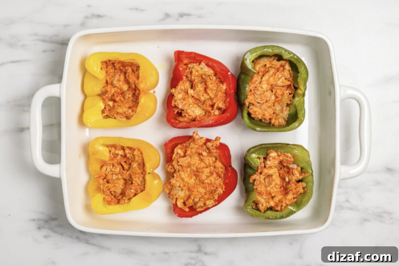 Stuffing peppers with chicken