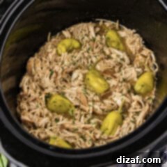 Close up photo of Mississippi Chicken in a crockpot